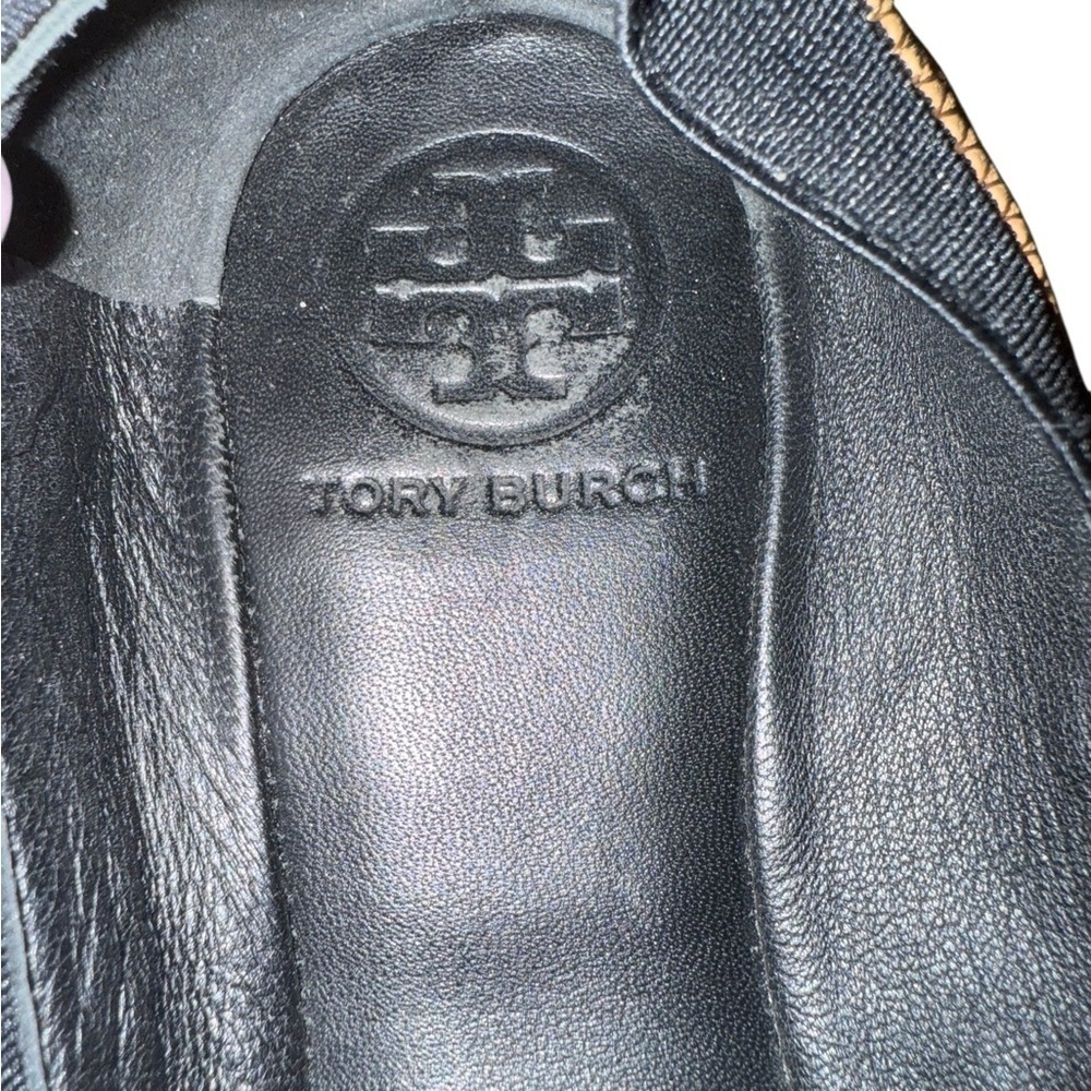 ▶️ Tory Burch ◀️ Caroline Ballet Flat Sand Gold/ Black logo flat shoes 8.5 - Picture 6 of 16